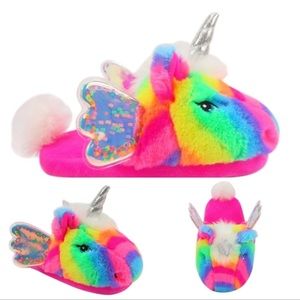 Wonder Nation Rainbow Unicorn Slippers sz 13-1